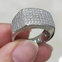 Huitan Full Bling Iced Out Rings for Women Luxury Silver Color Crystal Finger Rings Wedding Engagement Bands Hot Trendy Jewelry