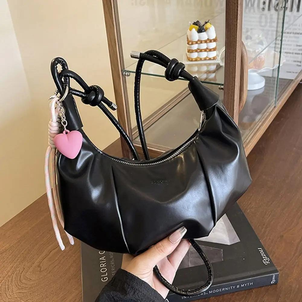 

New Solid Women's Bag PU Leather Zipper Shoulder Bags Large Capacity Dumpling Bags