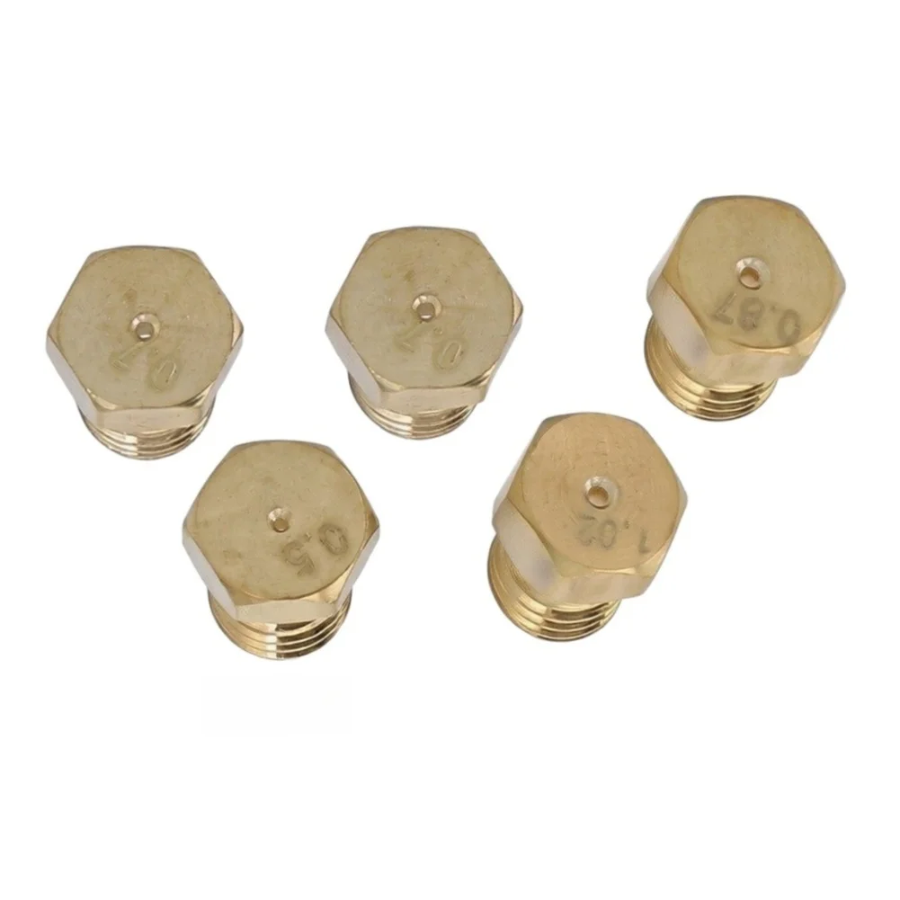 5pcs Metal Gas Jet Nozzles 0.5mm 0.7mm 0.87mm 1.02mm Propane Injector Burner Orifice For Gas Hob Stove Conversion Parts
