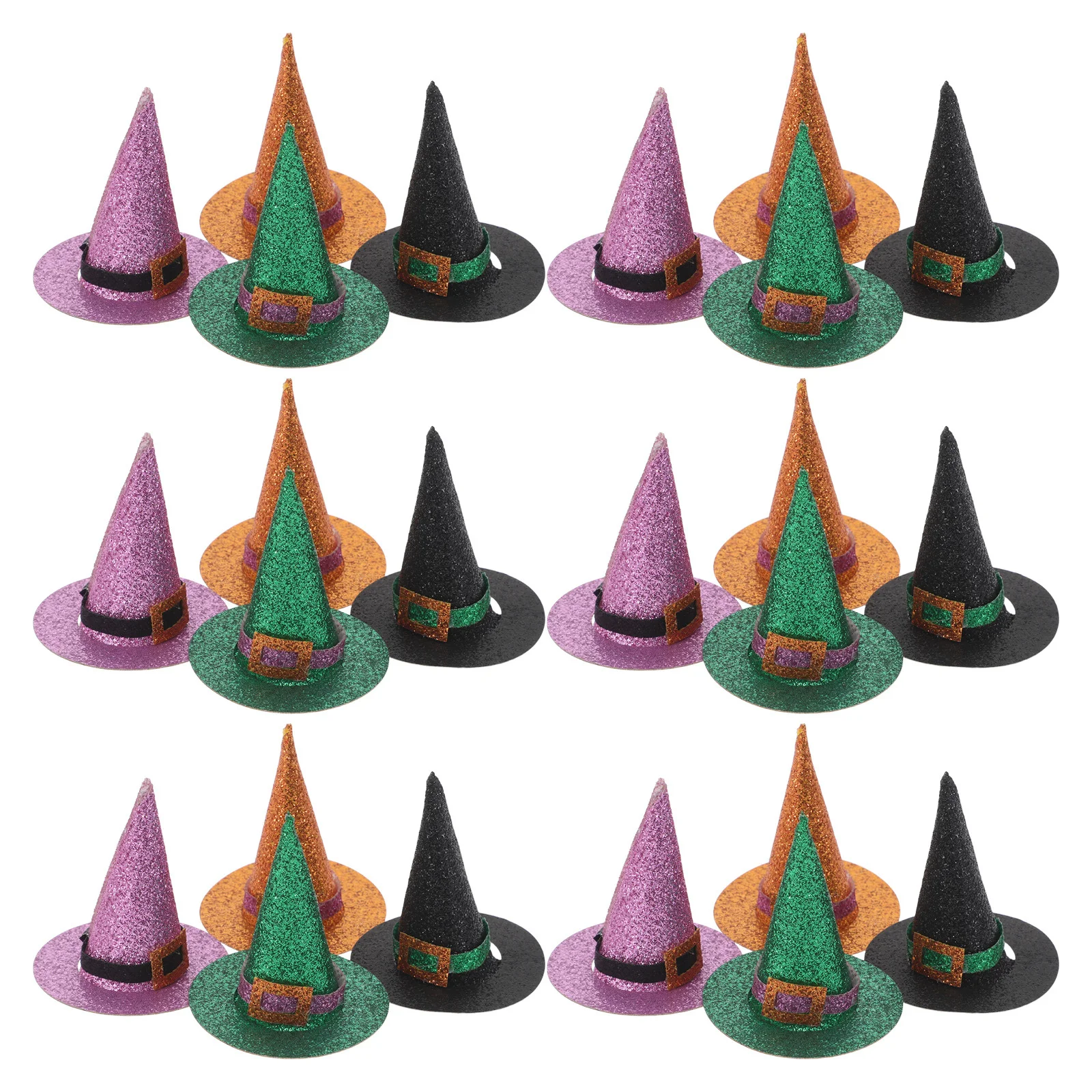 

24Pcs Mini Glitter Witch Hat Cupcake Toppers Halloween Party Supplies Spooky Birthday Crafts Dessert Toppers Wicked Party Favors