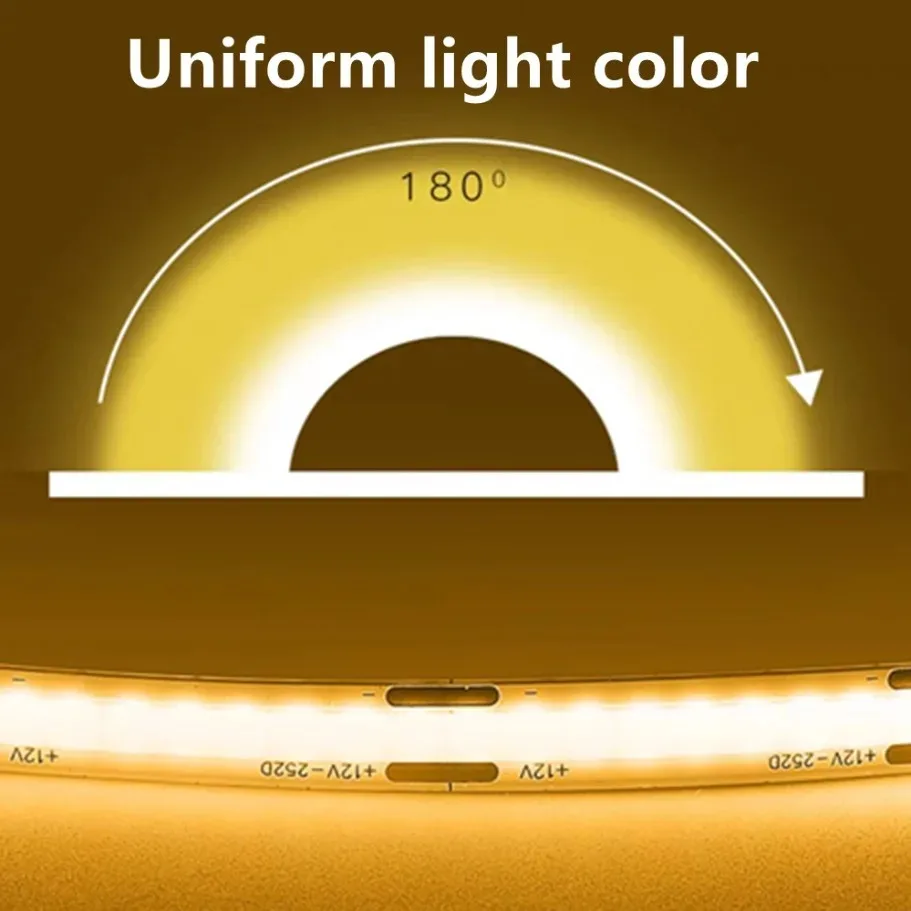 Ultra Thin COB LED Strip Lights 320/400LEDs/M - Flexible High Density Dimmable Ribbon for Home Bedroom Party DC 5V 12V 24V