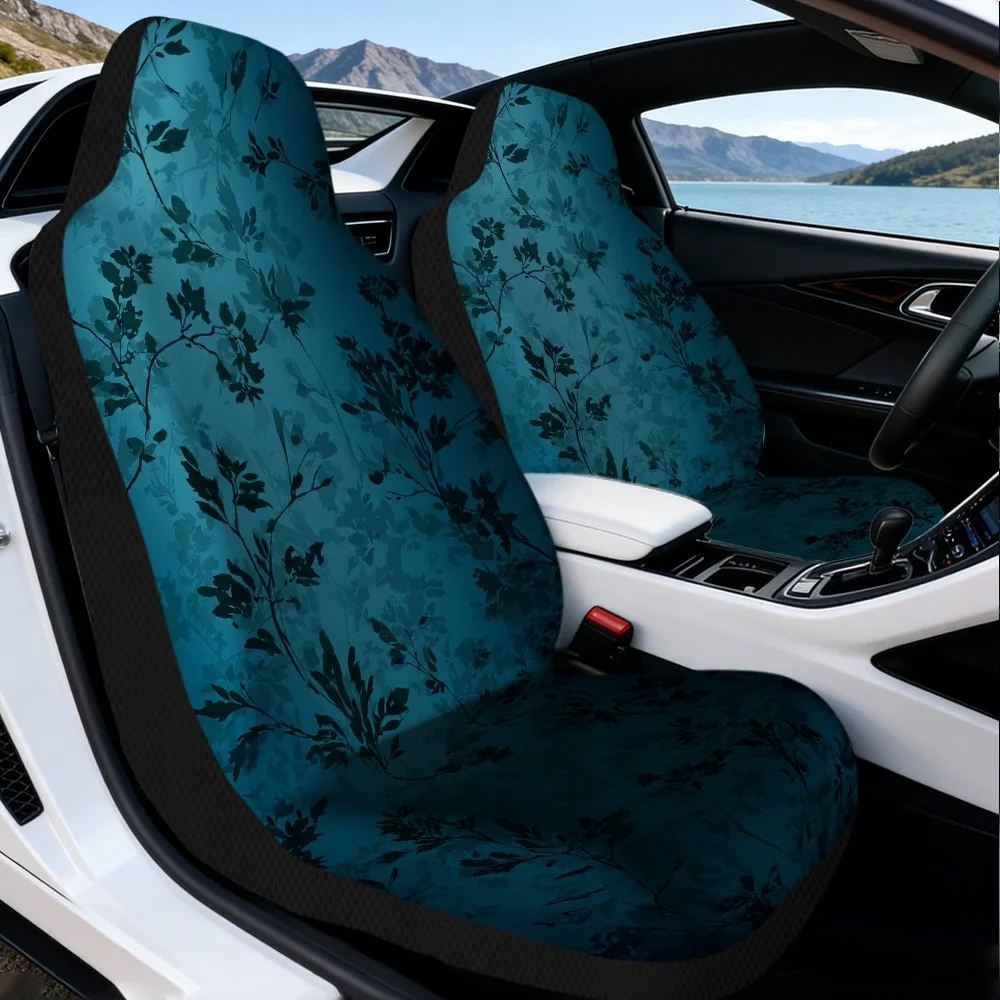 1-Piece Set of Stylish Dark Green Leaf Outline Print Car Seat Cover, Suitable for Most Cars, Suvs, and Trucks, Durable Seat Protector, Suitable for Daily Driving and Weekend Adventures, Special Occasion Gift