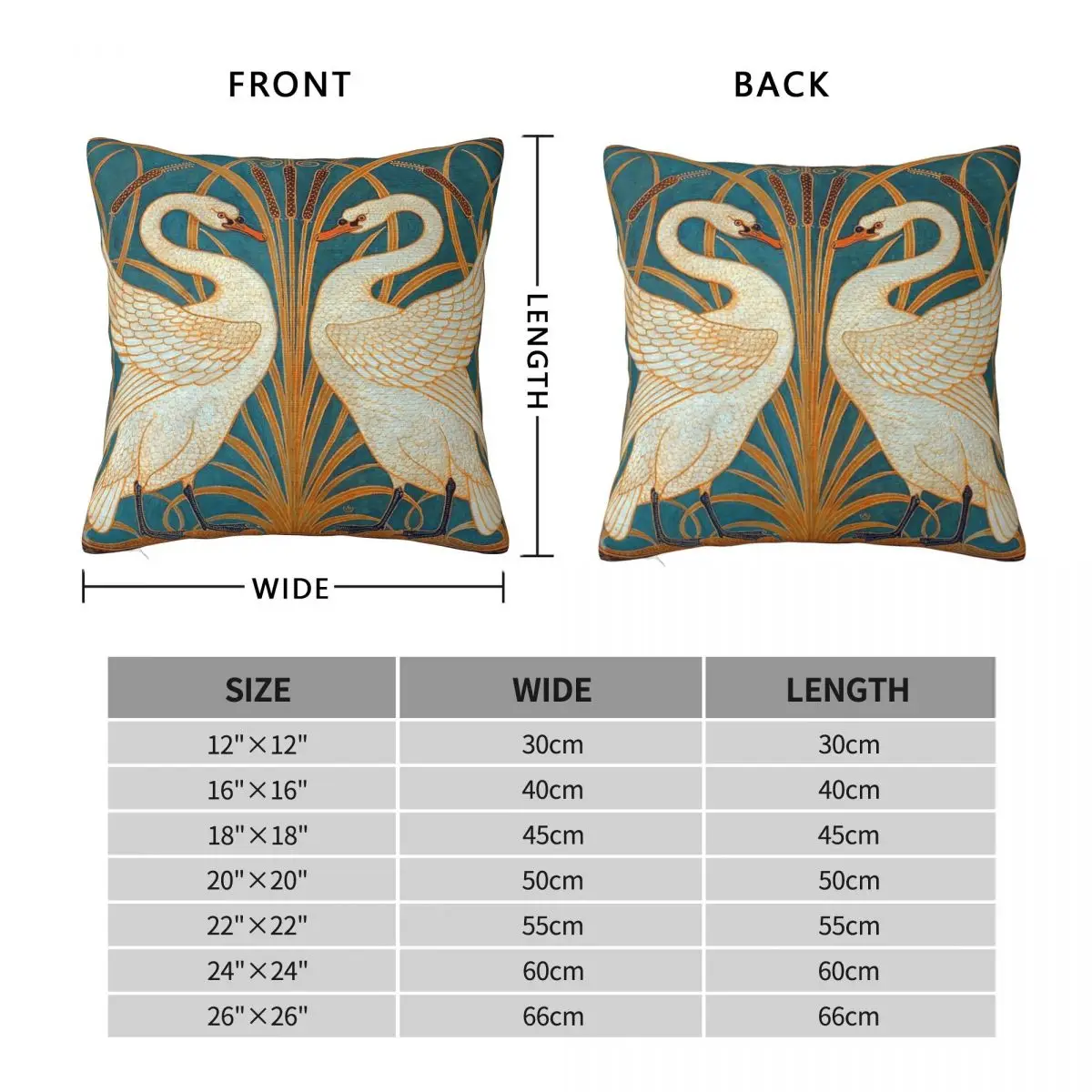 Swan Rush And Iris Walter Crane Pillowcase Polyester Linen Velvet Creative Zip Decor Pillow Case Home Cushion Cover