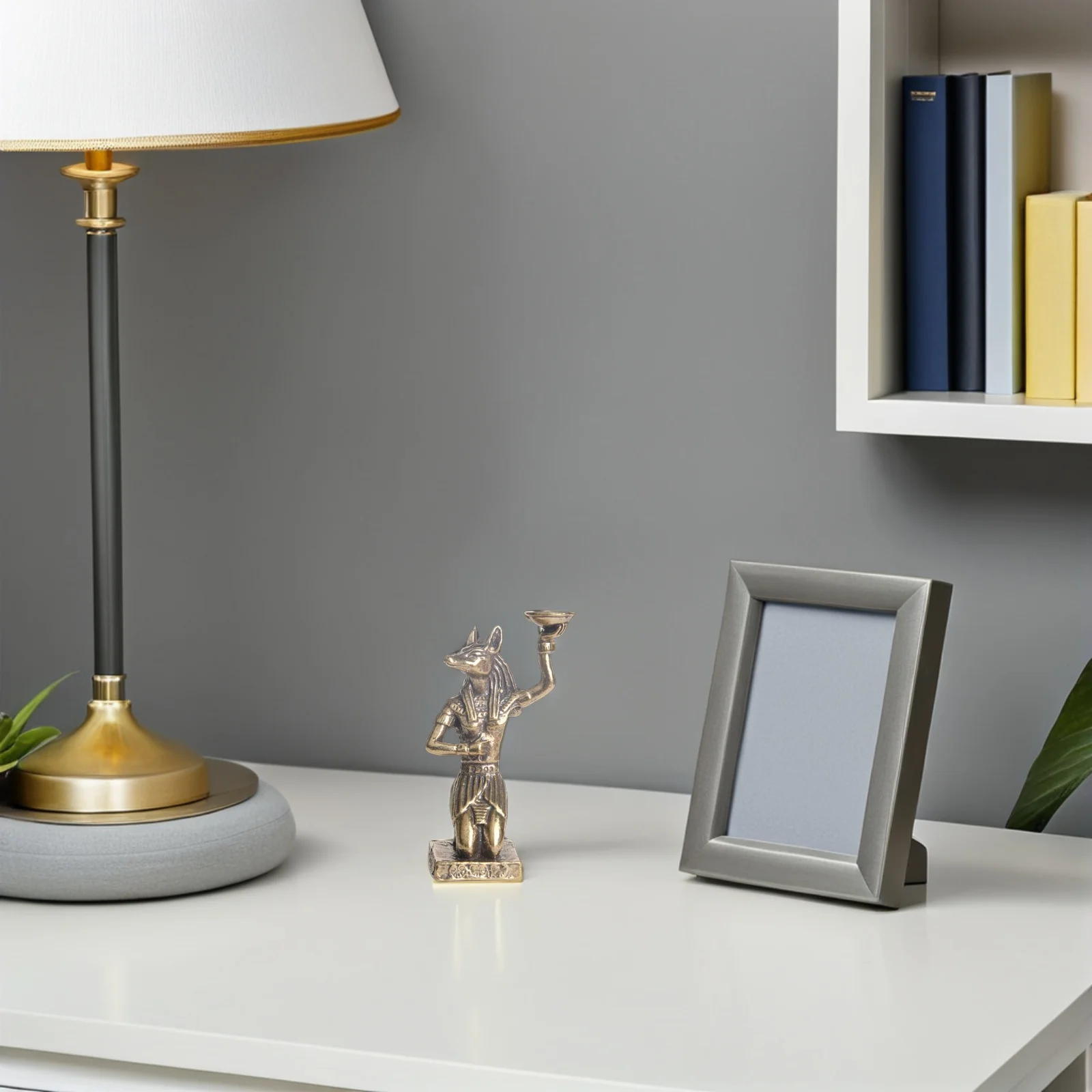 

Brass Craft Anubis Statue Vintage Egypt Themed Decor for Office Home Use Sturdy Flat Bottom Design Metal Art Sculpture