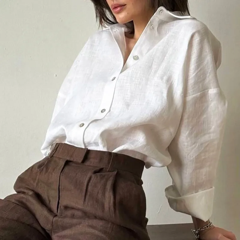 Women 2026 Spring Summer New Hot Selling Fashion Cotton Casual Cardigan Shirt Commute Versatile Long Sleeve Blouse Elegant Best