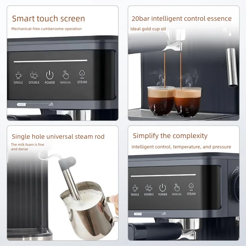 Italian Coffeemachine Coffee Machine Home Touch Screen Smart Semi-automatic Coffee Machine High Pressure Extraction