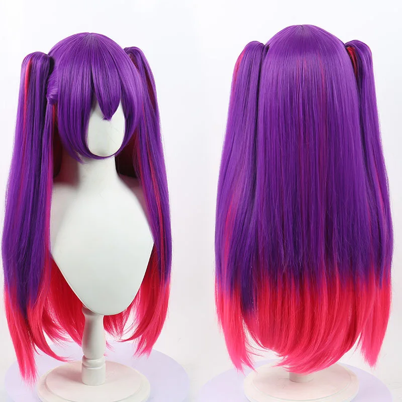 

Anime 2.5 Dimensional Seduction Lily Elu Miliella Cosplay Wig Synthetic Colorful Double Ponytail Long Straight hair Rose net
