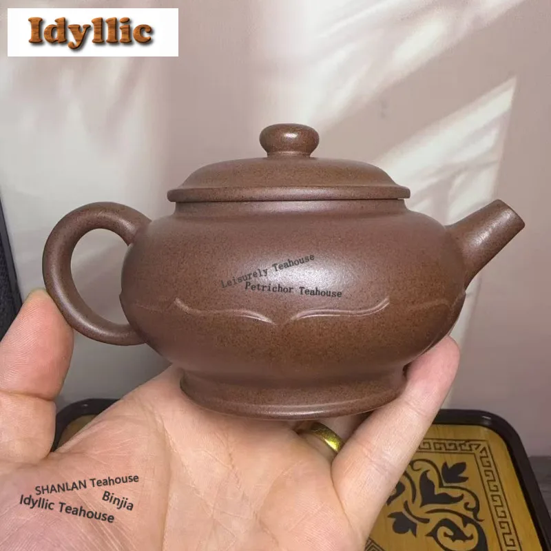 190ml Vintage Yixing Purple Clay Teapots Handmade Lotus Flower Pot Raw Ore Black Star Mud Kettle Chinese Zisha Tea Set Cha Gift