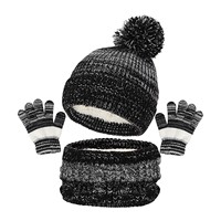 Cute Winter Hat for Toddlers Cozy Kids Winter Accessories Set with Plush Ball Decor Hat Scarf Gloves Anti-slip Windproof Heat