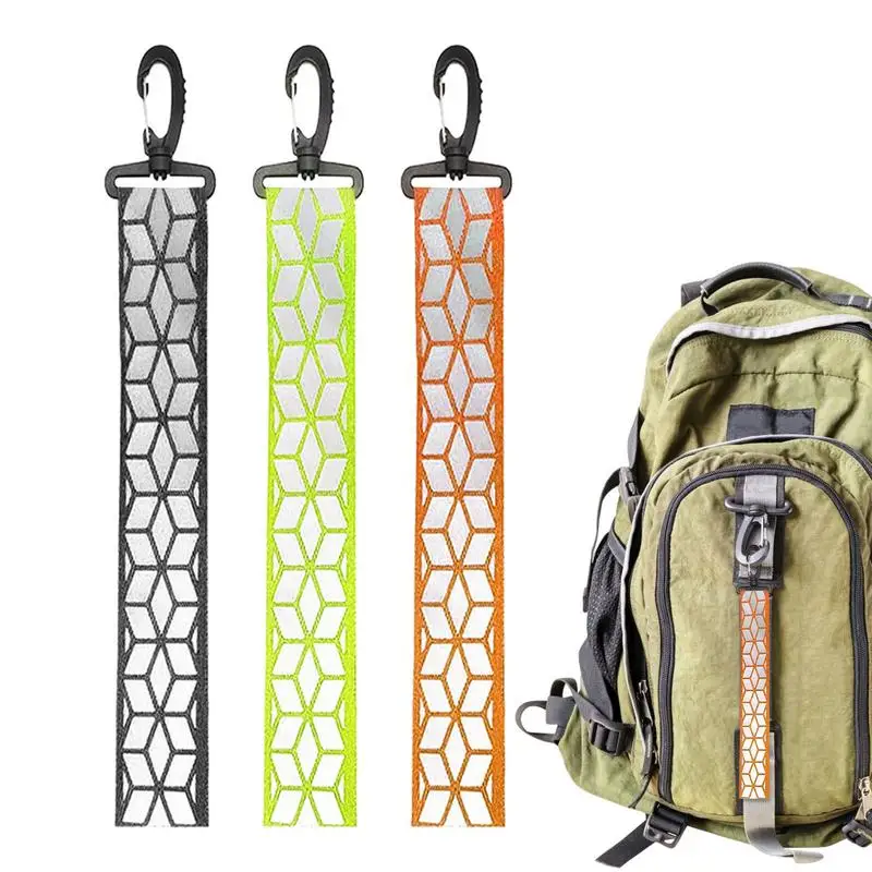 Reflective Keychain Pendant Cycling Keychain Safety Backpack Reflector Visible Reflective Tags For Child Safety Nylon Keychain