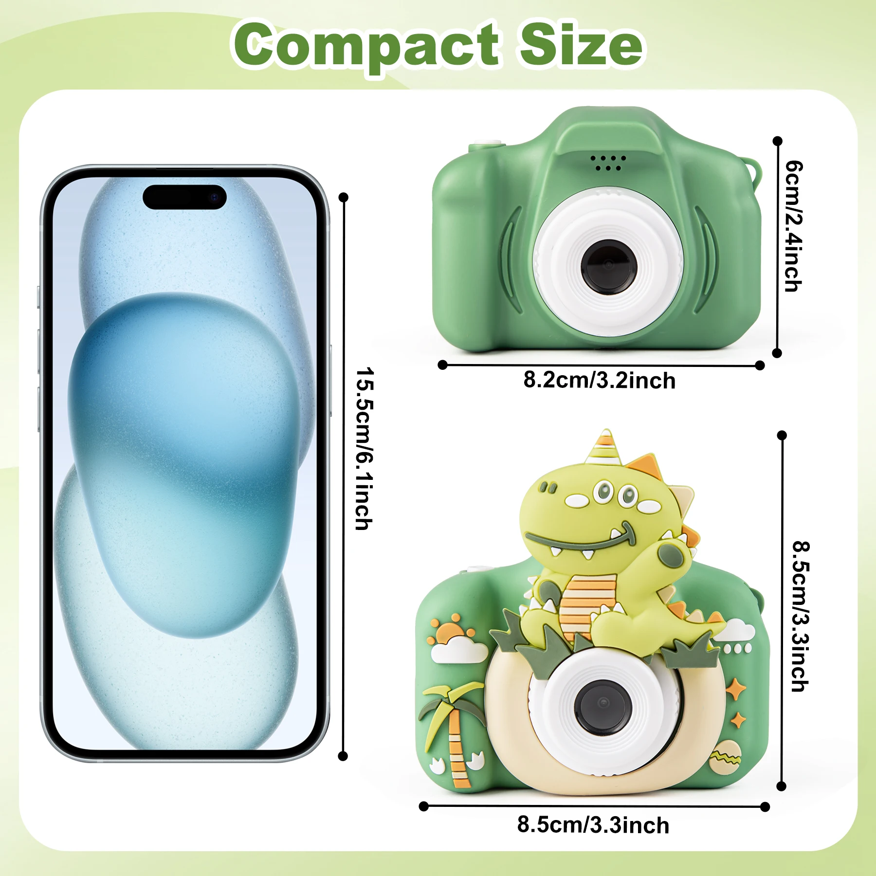 Upgrade kinderen selfie camera, HD kinderen video camcorder camera met cartoon zachte hoes, ideale festivalcadeaus met 32GB SD-kaart