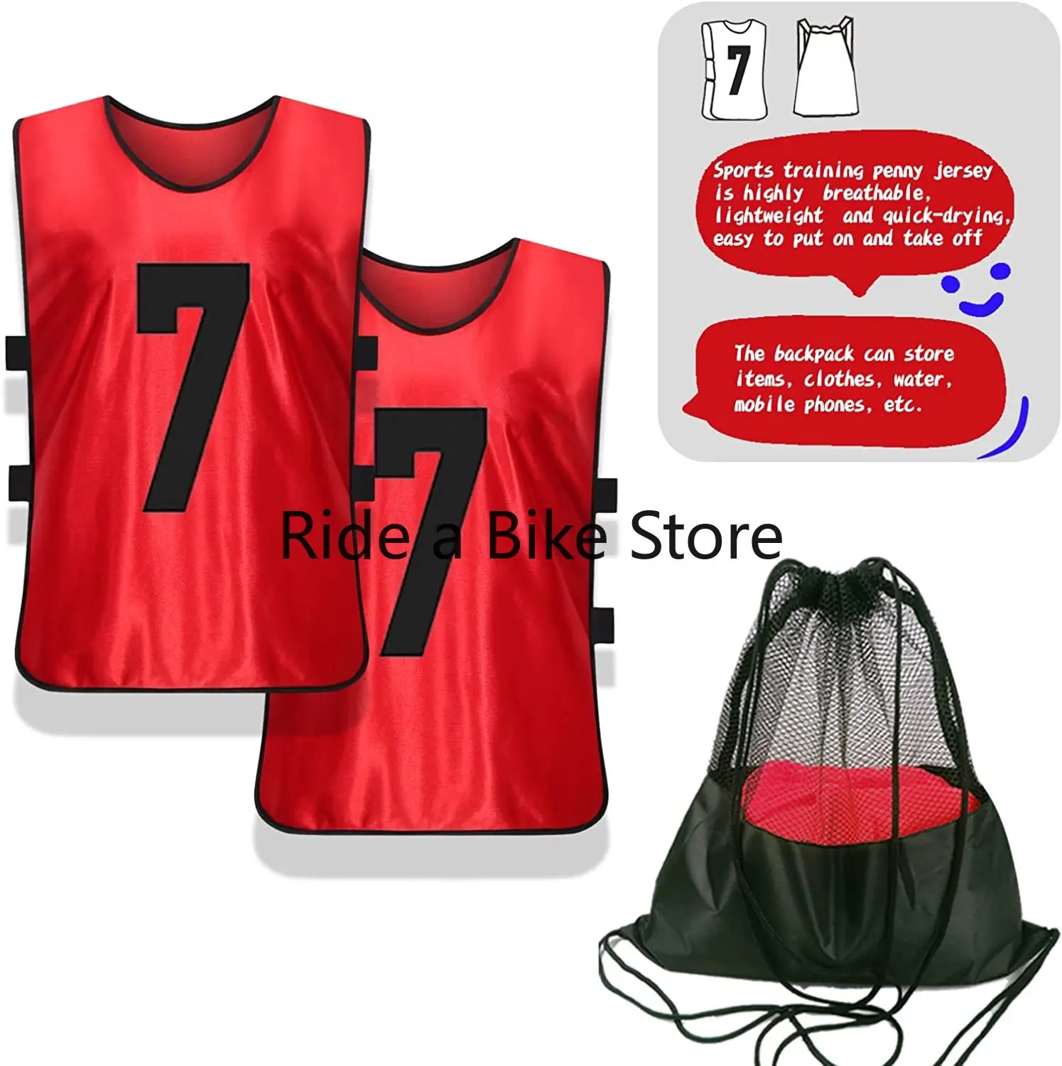 Scrimmage Training Vest (12 Pack) Team Sports Pinnies Jerseys for Adult Youth Soccer Bibs Numbered Practice Jerseys