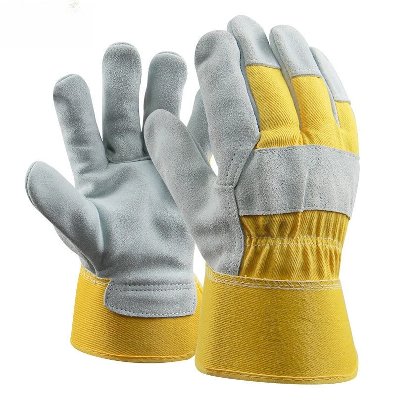 

A-level Cowhide Pure Cotton Short Full-length Welding Gloves, Wear-resistant and Heat-resistant Yellow Labor Protection Gloves