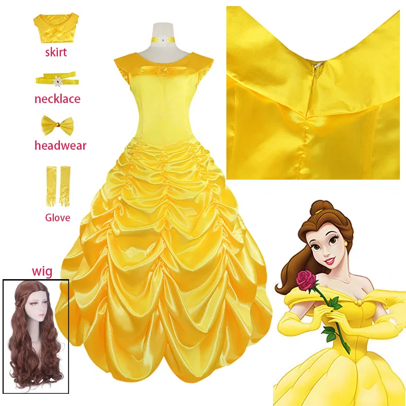 

WHH Anime Belle cosplay costume Belle princess Dress luxurious cosplay outfits women Halloween role play Stage Performance