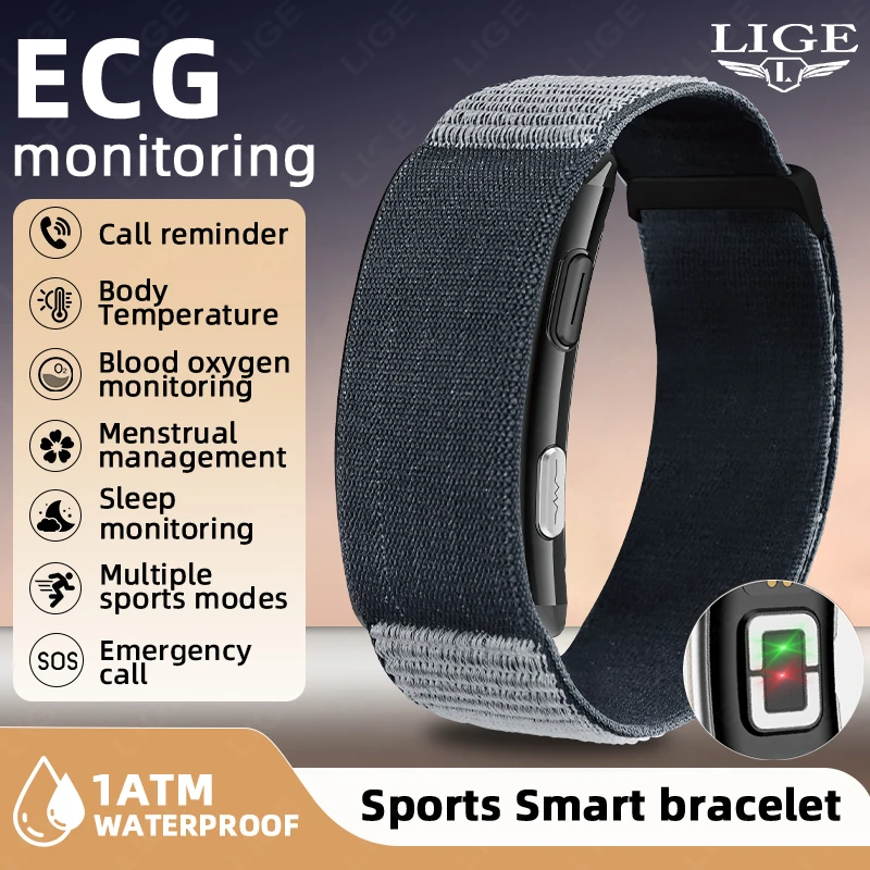 

New Health Smart Bracelet ECG SOS Heart Rate Blood Pressure Sport Smart Wristbands Fitness Waterproof Screenless Smartwatch 2026