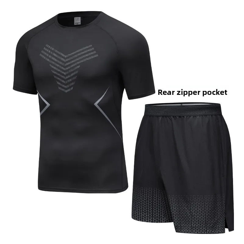 

UETEEY Summer Men's Compression Sports Sets Fitness Running Quick Dry Sportswear Athletic Training Tight Clothes Men Sportswear