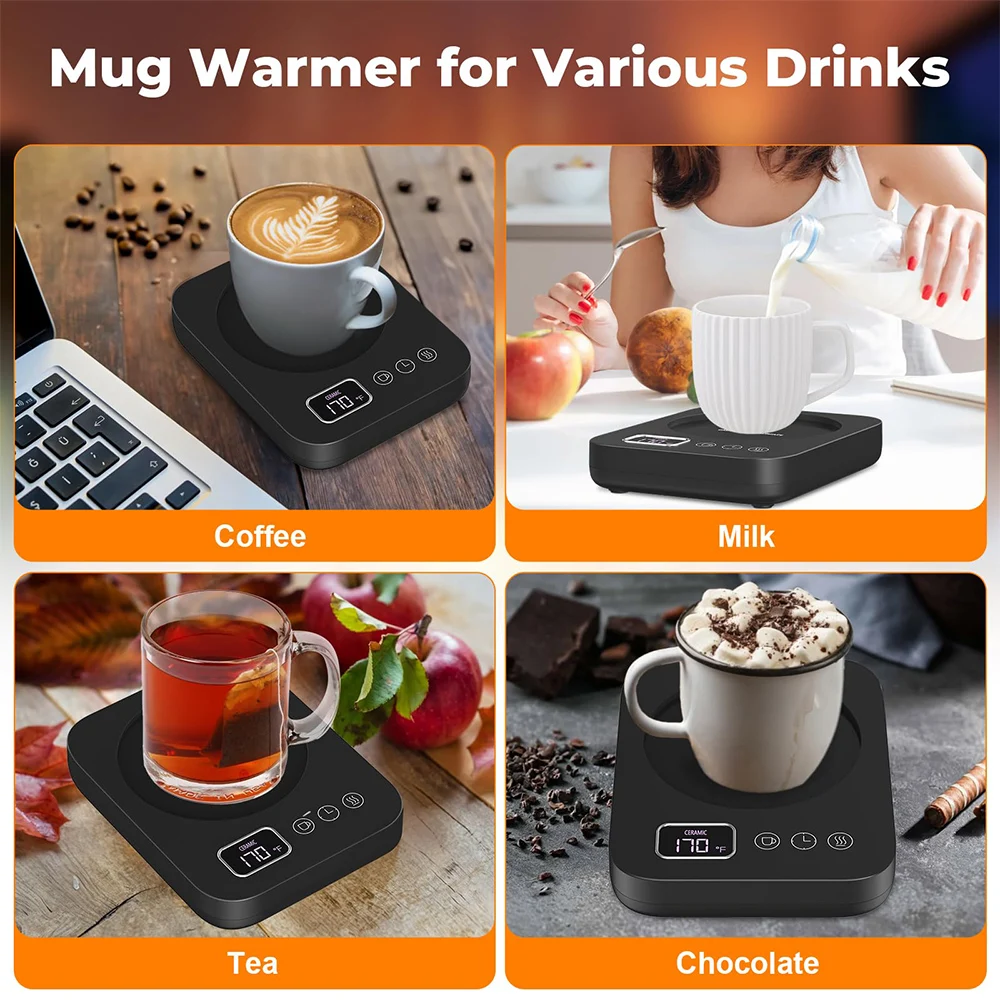 Coffee Mug Warmer Fast Heating Coffee Cup Warmer for Desk Auto Shut Off 3 Temp Settings Smart Electric Beverage Warmer