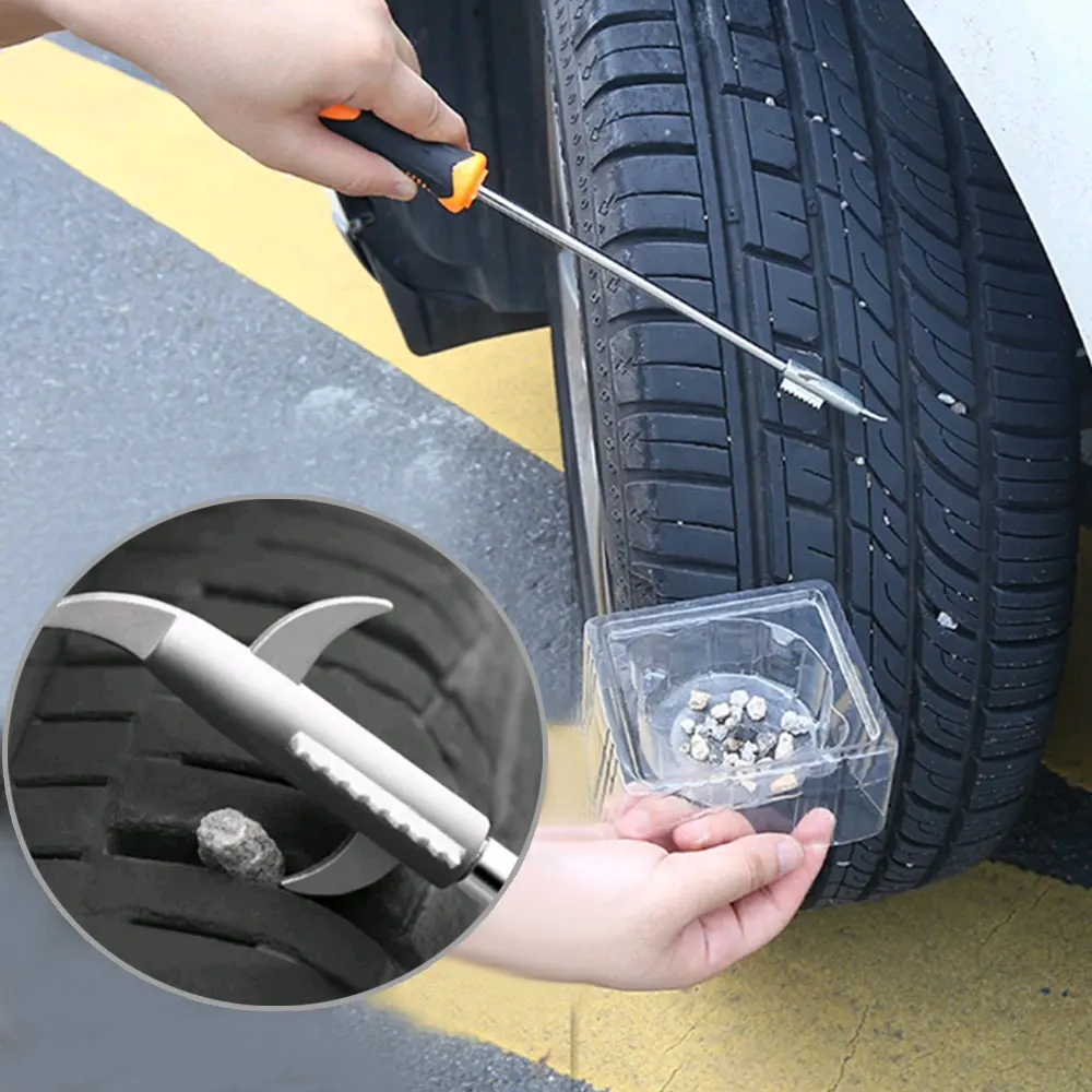 

1Pc Multifunctional Car Tire Cleaning Hook Stone Cleaning Groove Broken Stone Remover Slot Stones Universal Car Repair Tools