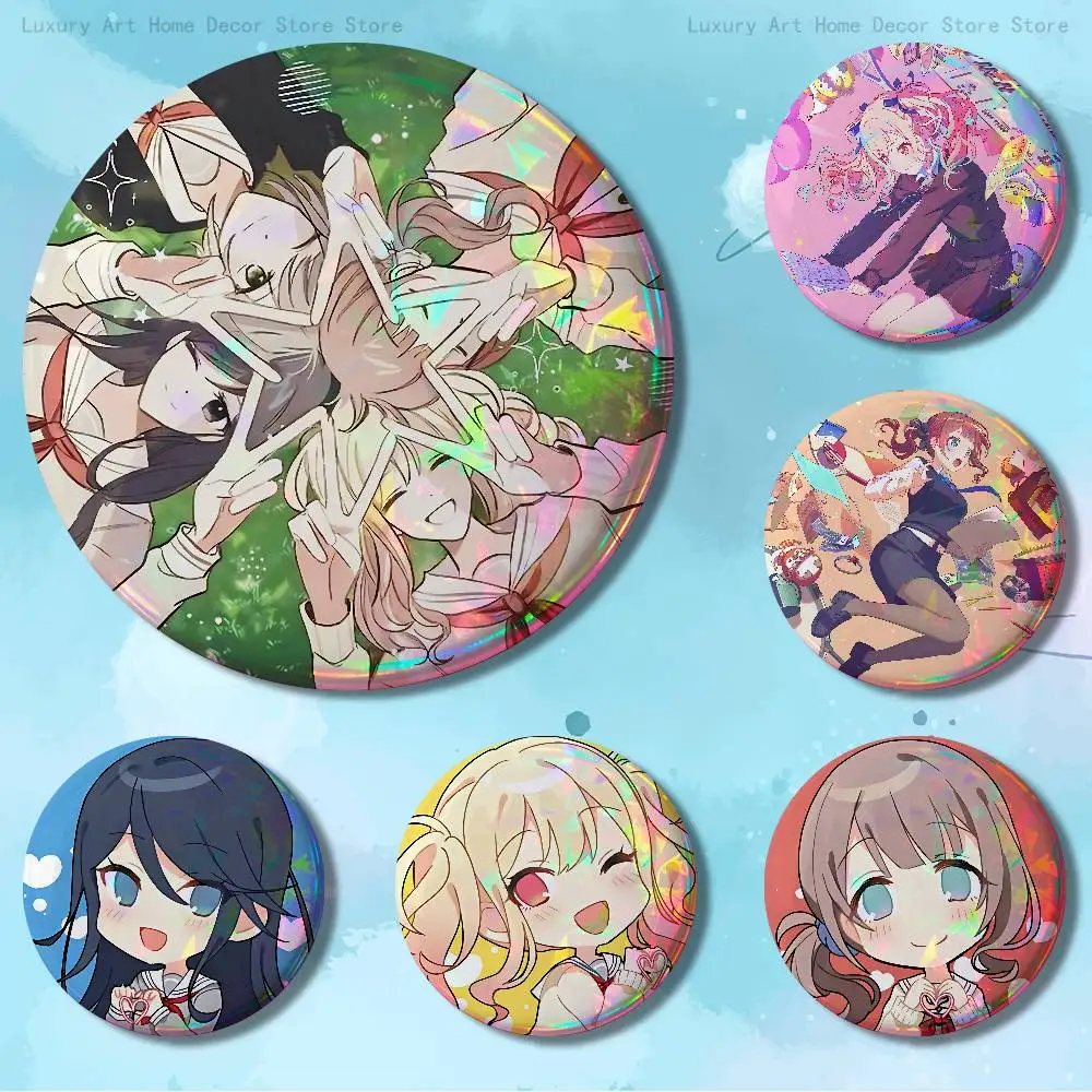 

L-Leo N-Need PJSK 58mm 44mm HD Print Brooch Badges Pretty Derby Round Display Brooches Lapel Pins