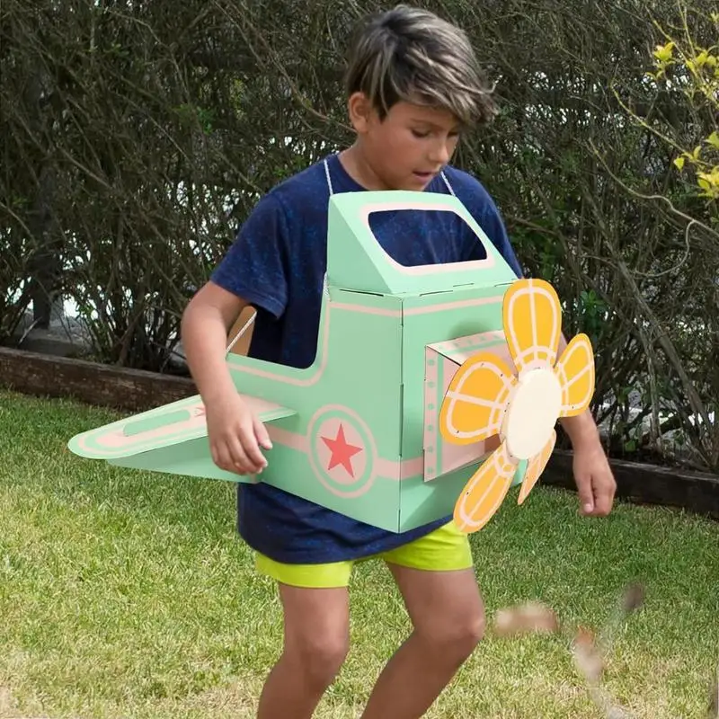 

Cardboard Airplane Costume Wearable Cardboard Airplane Assembly Wearable Aircraft For Coloring Parent-Child Interaction Pretend