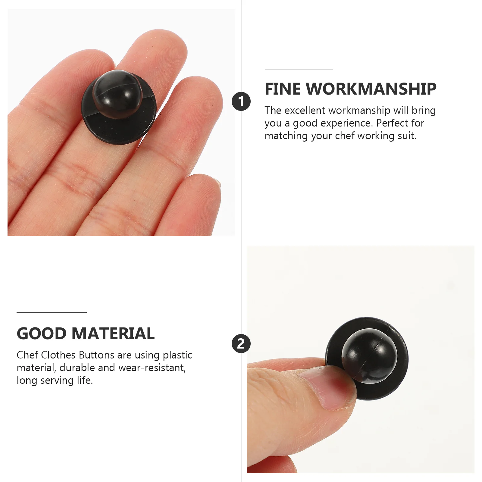 

100 Pcs Buttons Vintage Metal Blazer Chef Jacket Black Plastic Sew-on Snap