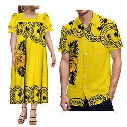 Polynesian Tribe Custom Island-Style Mumu Dress Loose Dress Micronesian Party Dress Matching Men'S Shirt Couple Suit