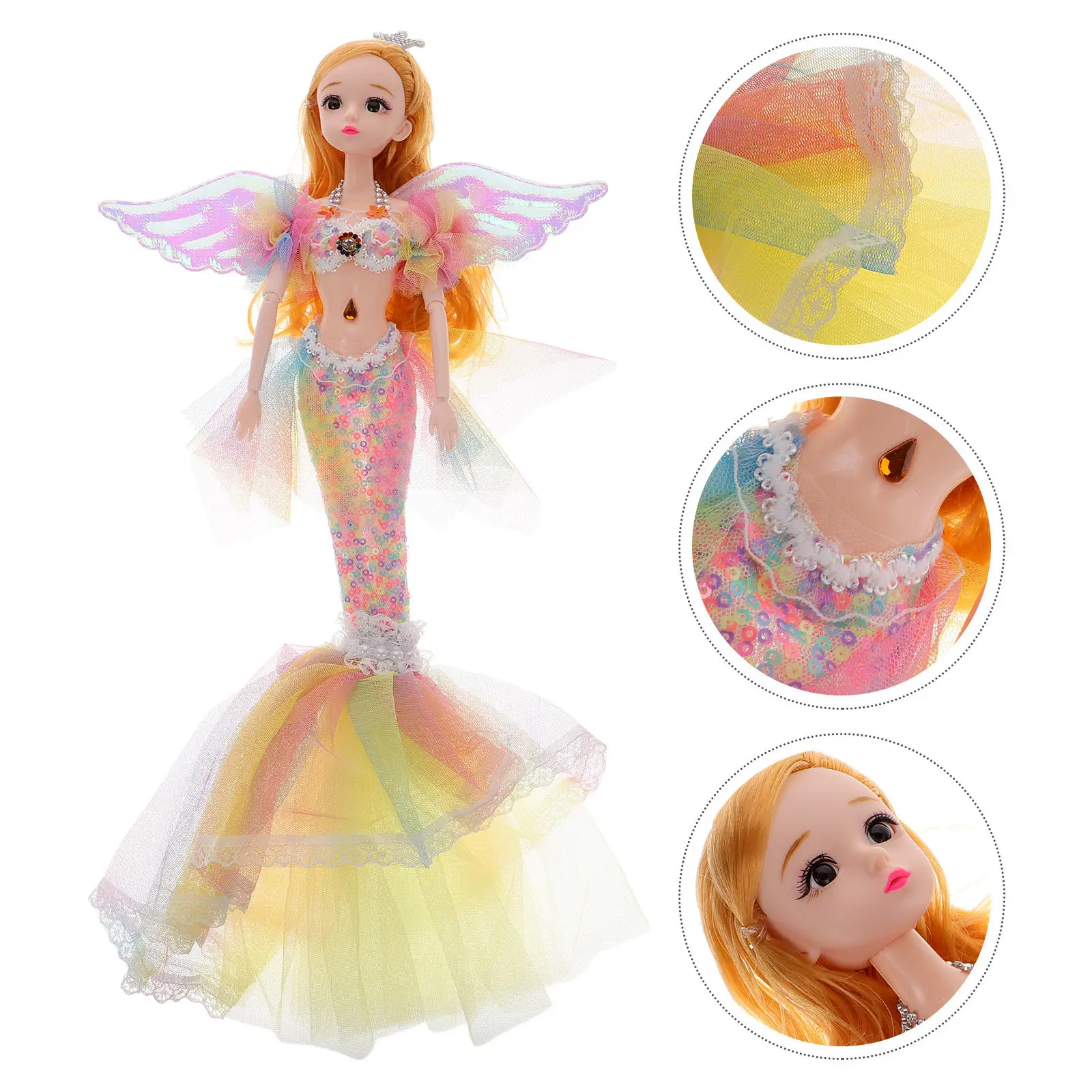 

Костюм русалки для девочек: красочный, милый, для ролевых игр, миниатюрная фигурка, украшение для детской комнаты