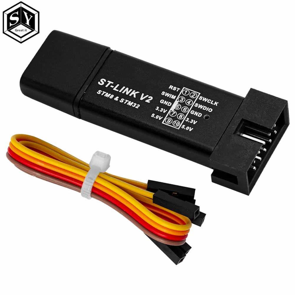 1PCS Great IT 1Set ST LINK Stlink ST-Link V2 Mini STM8 STM32 Simulator Download Programmer Programming With Cover DuPont Cable