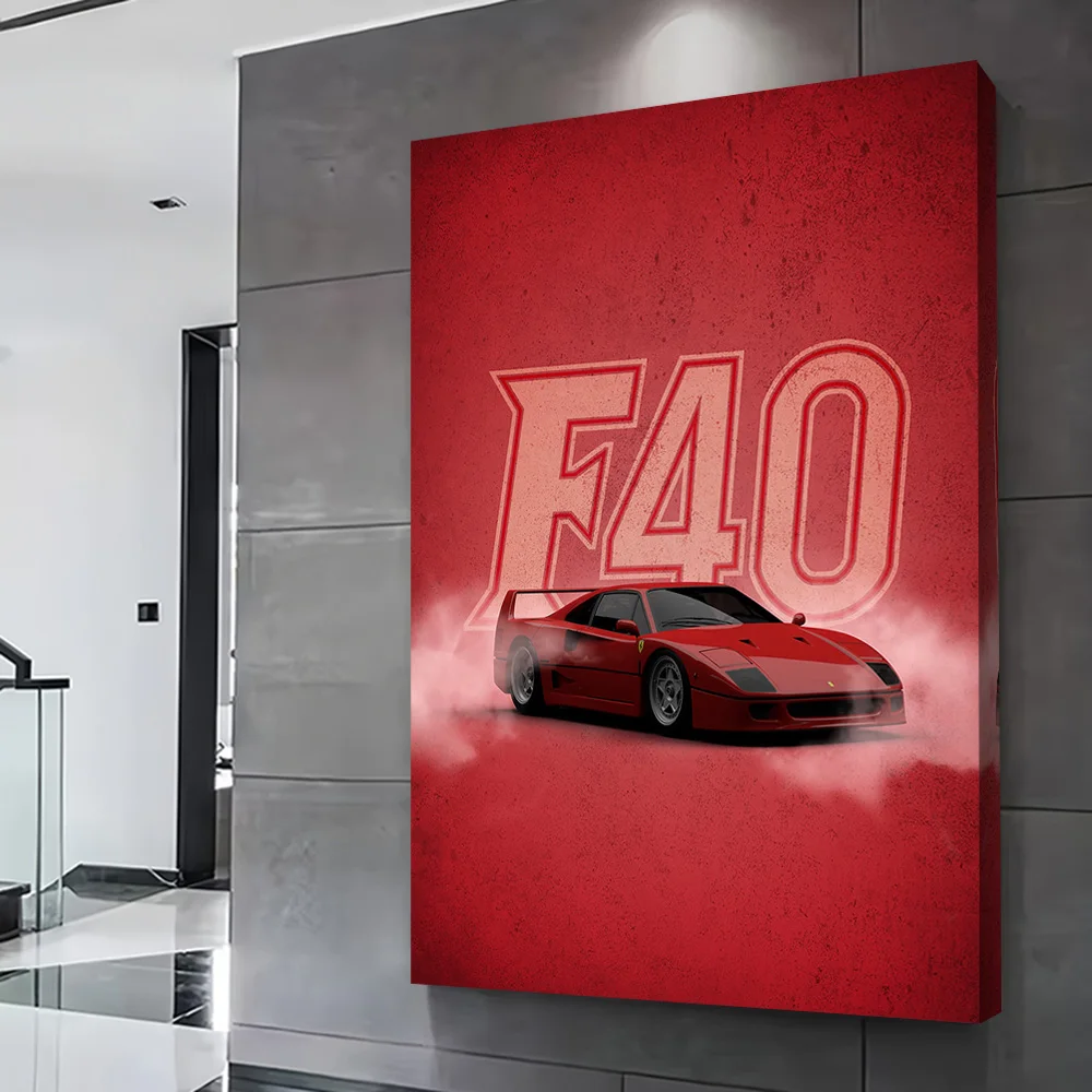 Red Sports F40 Car Poster Customizable Printed Canvas Painting Wall Art Gift for Home Decorations Interior Decoration Wand Deko