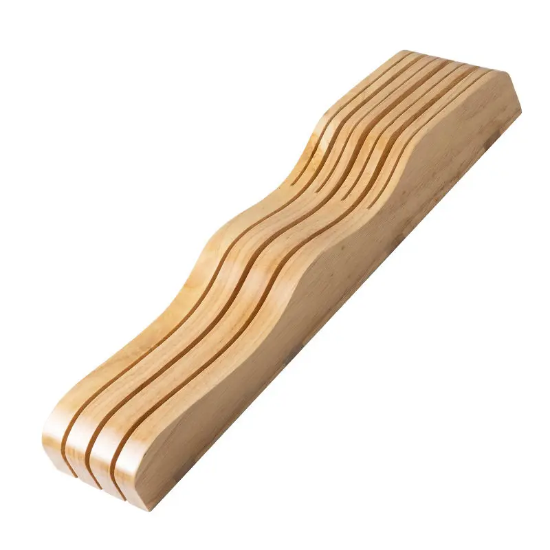 New Solid Wood Drawer Knife Holder Home Kitchen Horizontal Wooden Knife Holder Knife Storage Finishing Rack