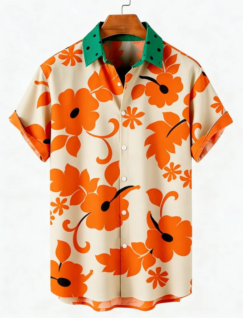 

Men's Trendy Hawaiian Vacation Floral Print Short Sleeve Shirt Summer Casual Fashion For Daily Holiday And Street Wear