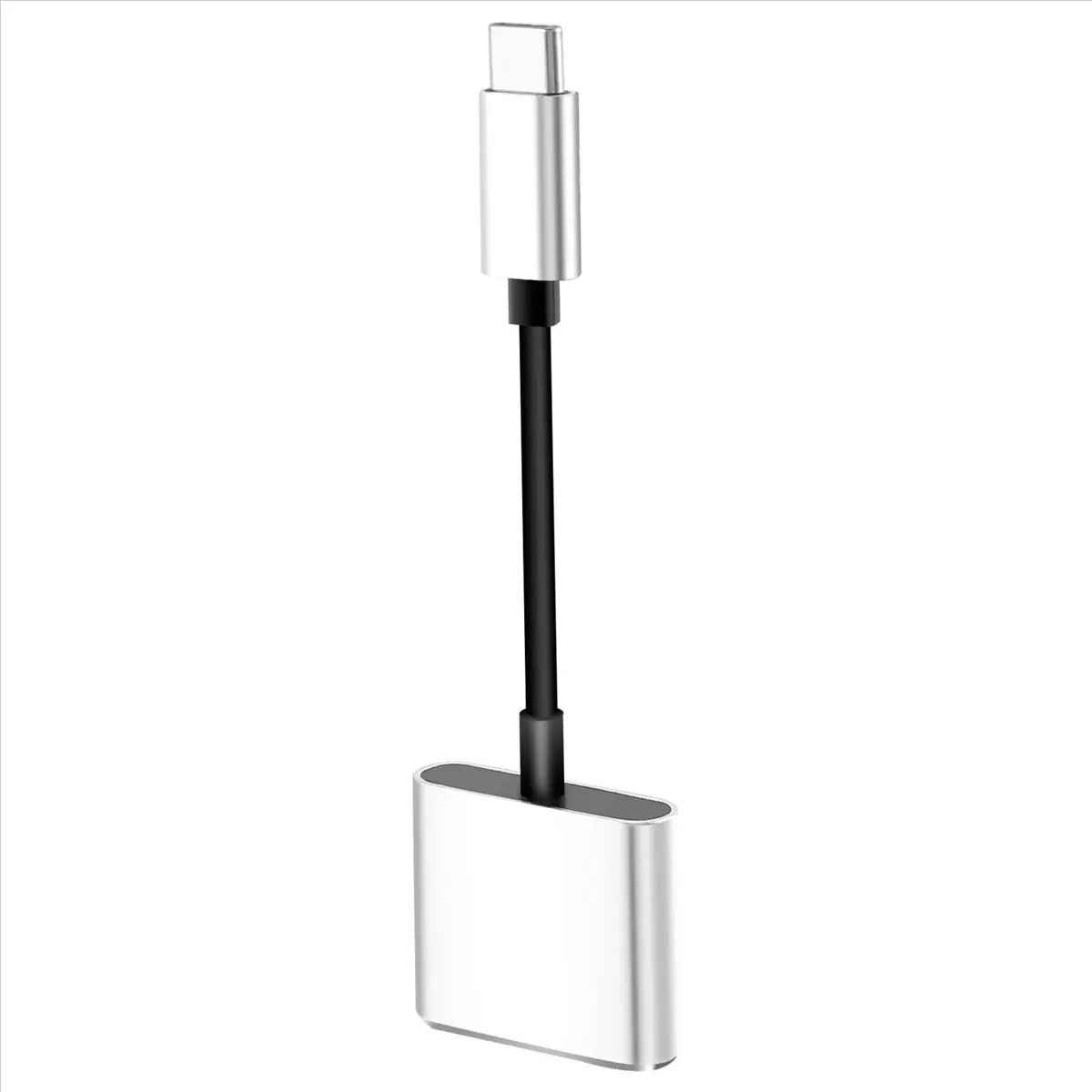 【POPULAR PICK】-2 in1 Type-C to 3.5mm Headphone Jack Adaptor/Connector Charger, Earphone Aux Audio & Charge Adaptor Silver