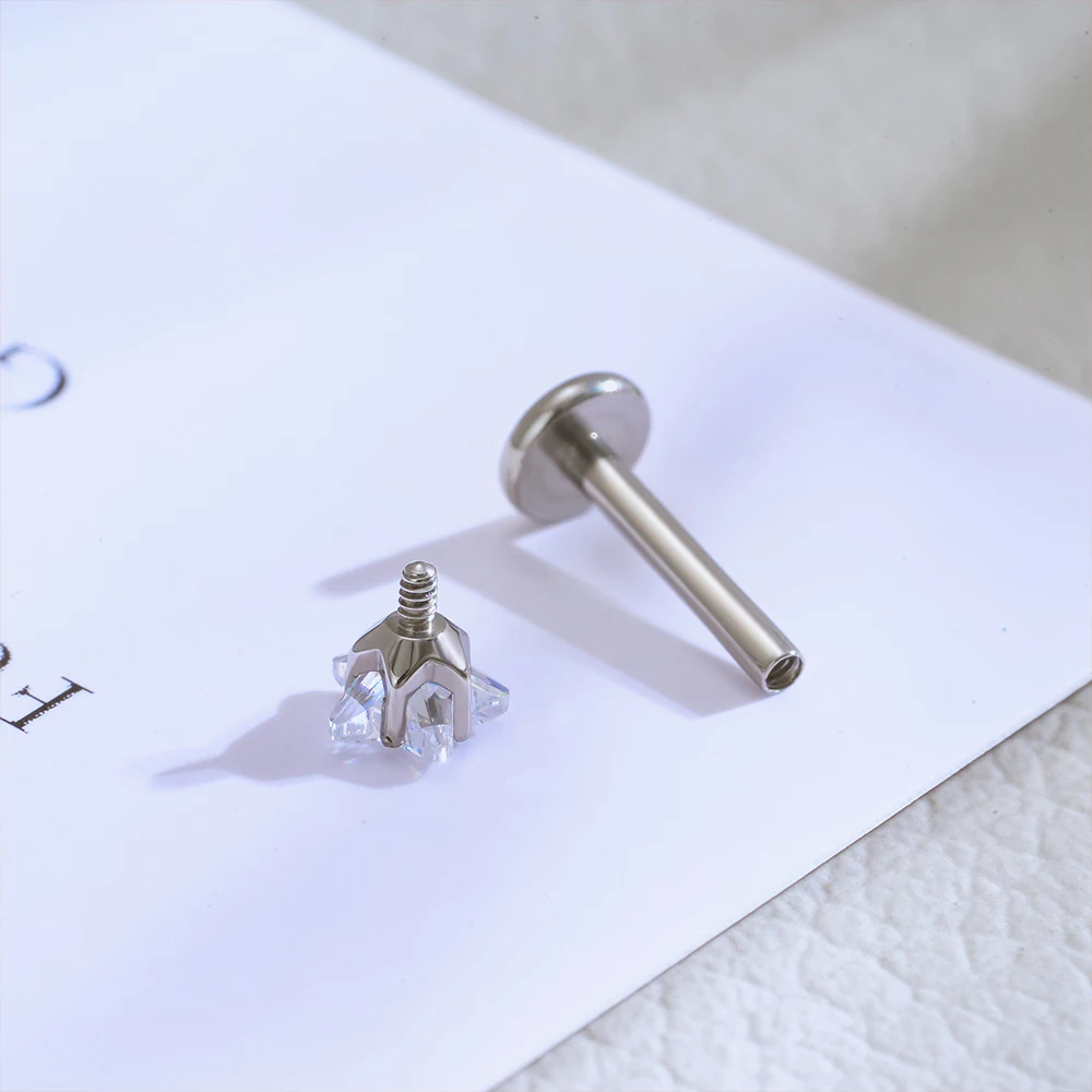 ASTM F136 Titan 16G fünfzackiger Stern CZ Knorpel Helix Ohrring Trinity CZ Tragus Ohrstecker Muschel Ohrläppchen Lippenpiercing Schmuck – Detail 8