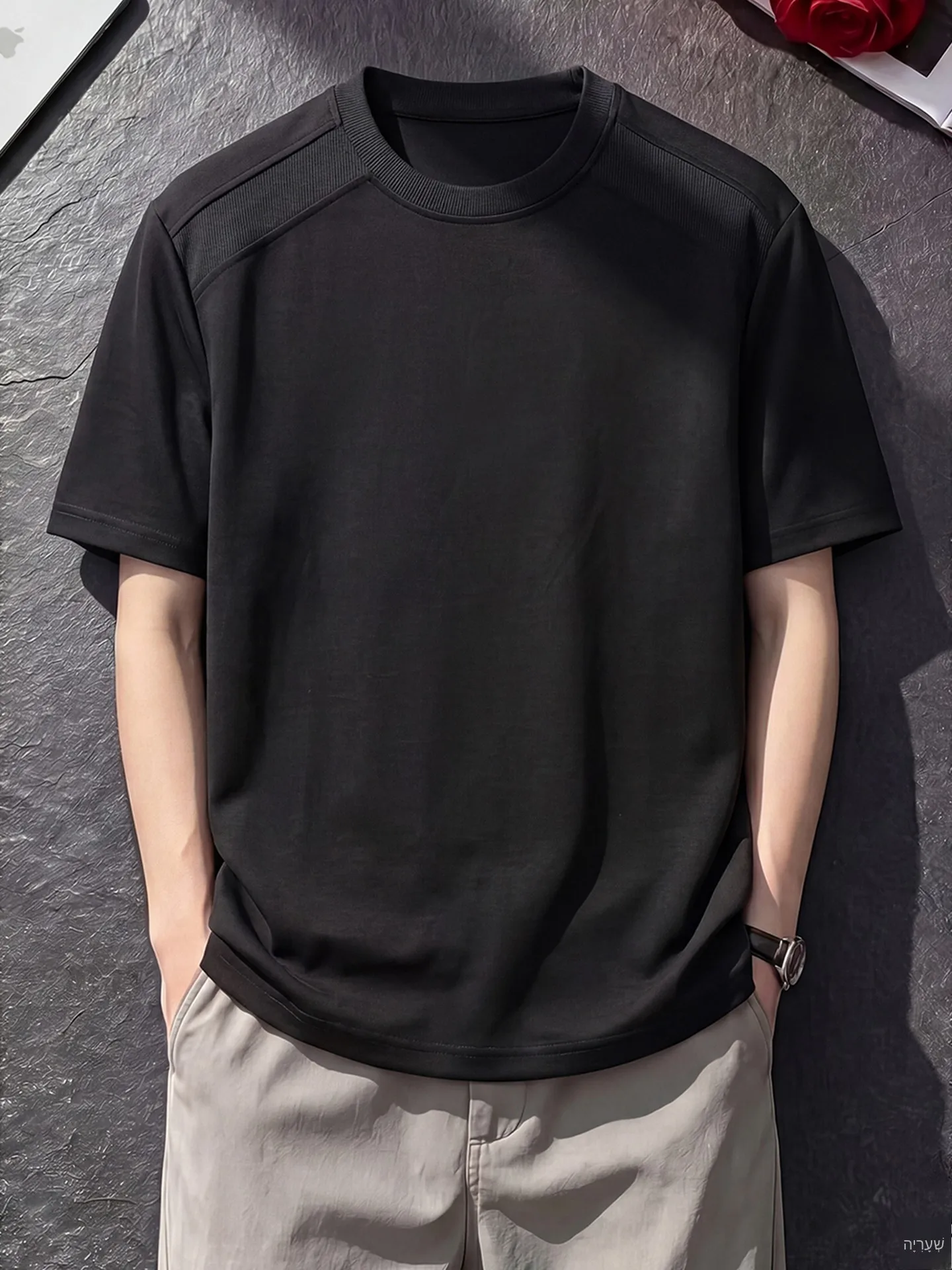 White American Deconstructed Cleanfit Short Sleeve Men's Summer Trendy Loose Casual T-shirt Versatile round Neck Half Sleeve Top