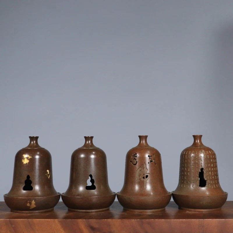 Pure copper gilded bell-shaped burner, home interior decoration ornament, antique collectible gift, incense ceremony, ag