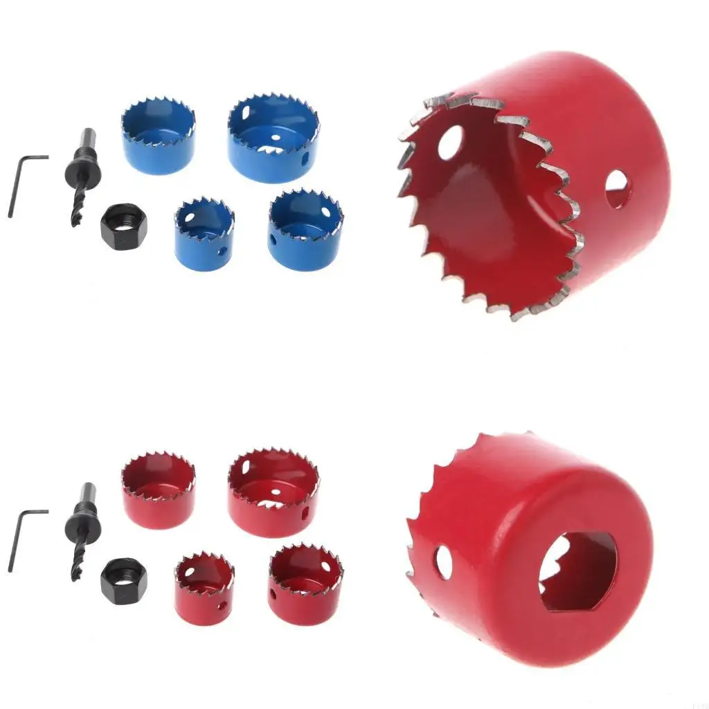 6Pcs Hole Circular Set Drill Bit Cutting Cutter Round 32mm 38mm 45mm 54mm