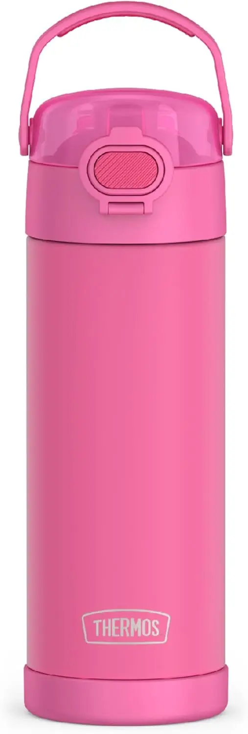 

Детская вакуумная термобутылка из нержавеющей стали на 16 унций с широким горлышком, неоново-розовая — сохраняет напитки холодными до 12 часов