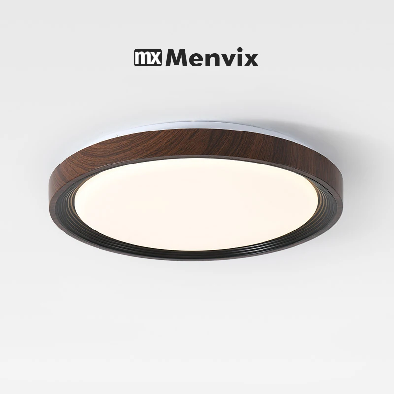 Modern Thin Geometry Shape Ceiling Lamp Wood Grain Ceiling Light  Bedroom Round Square Acrylic Lustre Indoor Lighting Fixture