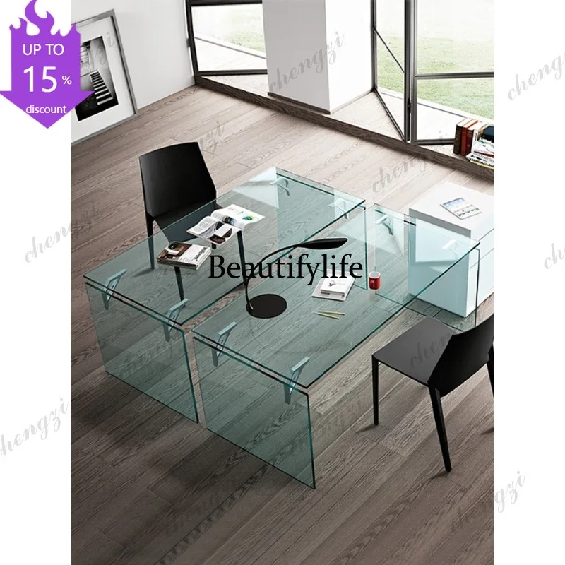 B178 Modern simple glass desk high-end craftsmanship boss study office desk