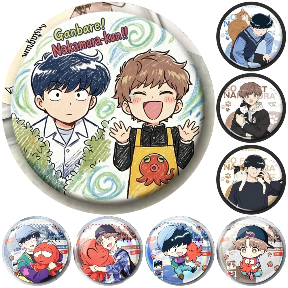 58mm Anime Go For It Ganbare Nakamura-kun Octopus Takeuchi Kōta Cosplay COSTUME Badge Pin SPTE Tinplate Brooch Porp Gilf﻿
