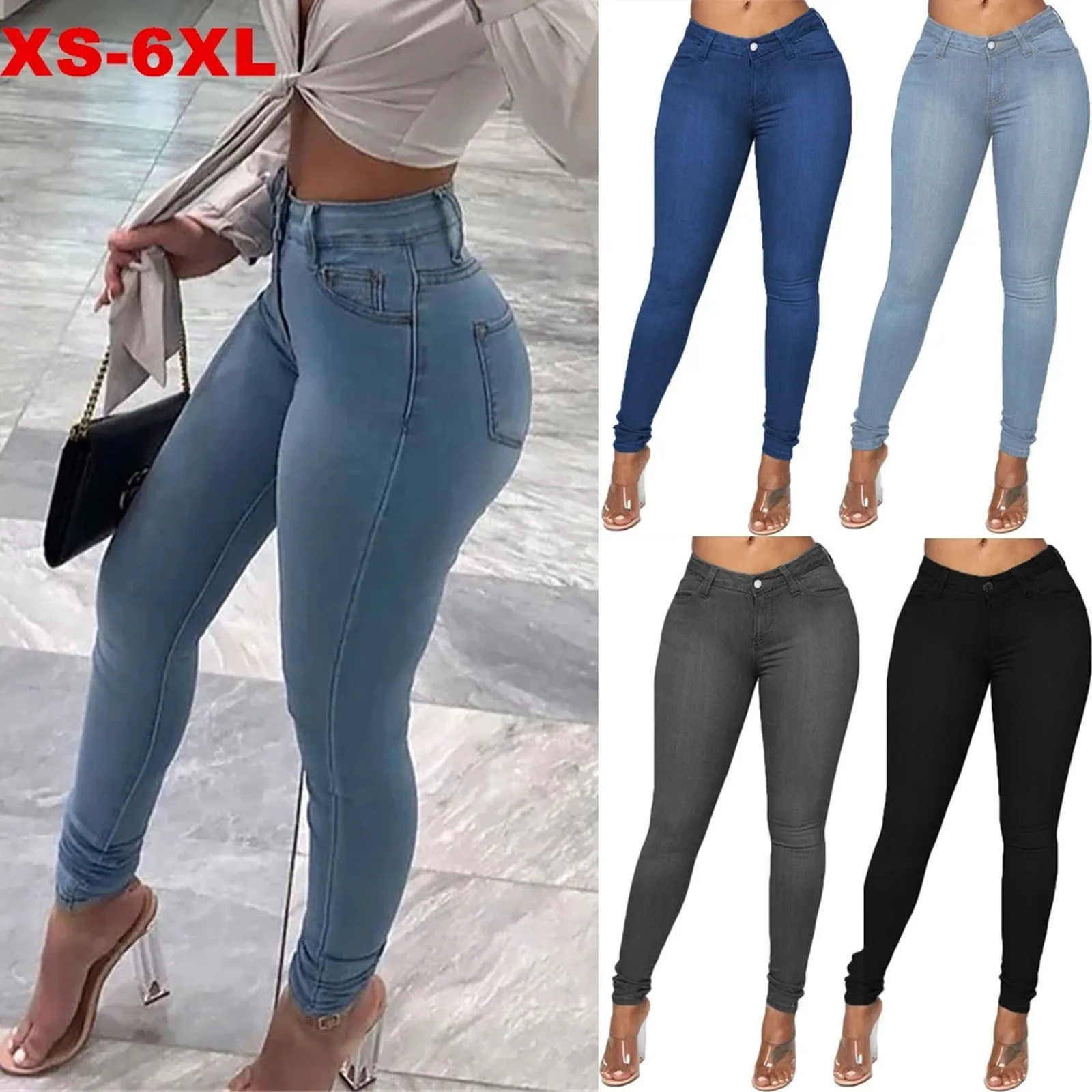 Elegant Commuter Style Women's Jeans Trousers Autumn Winter Tight Fitness Pants Cotton Polyester Blend mid Waist Fit