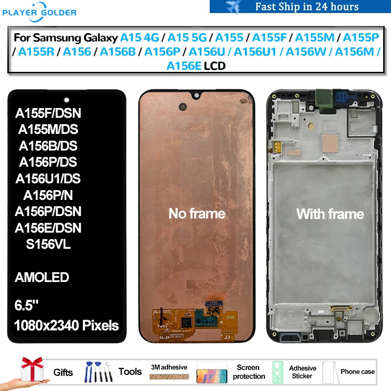 AMOLED para Samsung Galaxy A15 4G A15 5G A155 A156 Pantalla lcd Pantalla de panel táctil digitalizador montaje reparación piezas de repuesto