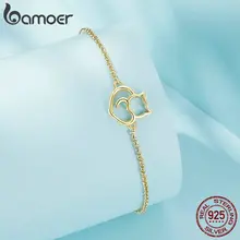 Sterling Silver Cat and Heart Bracelet #6