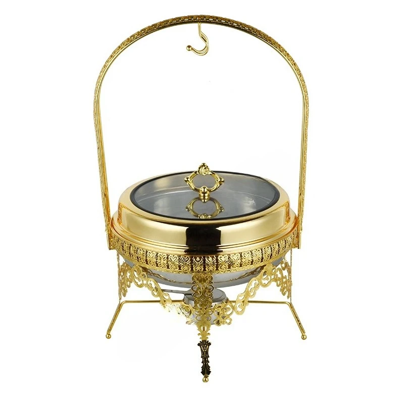Stainless Steel Buffet Furnace Food Gold Hanging  Insulation Hotel Restaurant Vegetable Fire Boiler Buffy Furnace