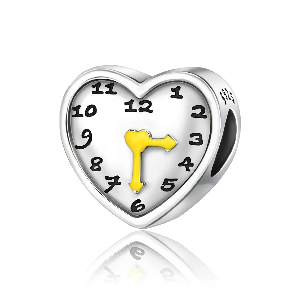 

Ahthen 925 Sterling Silver Hot Sale Beads Love Clock Dangle Charm fit Snake Chain Bracelets Necklaces for Women Jewelry Making