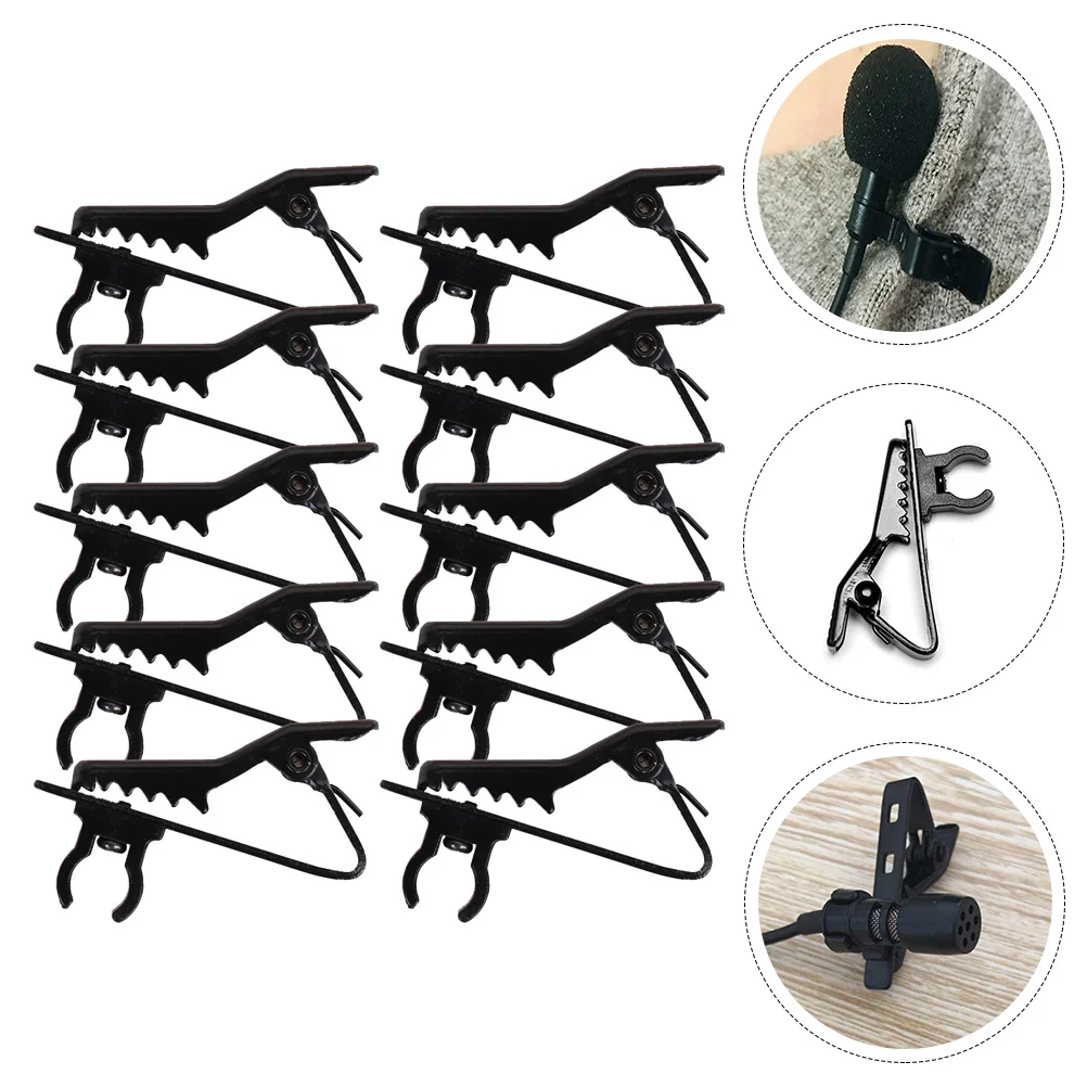 

Microphone Lavalier Plastic Clips Accessories Black Collar for Replacement Mini Tongs Serving