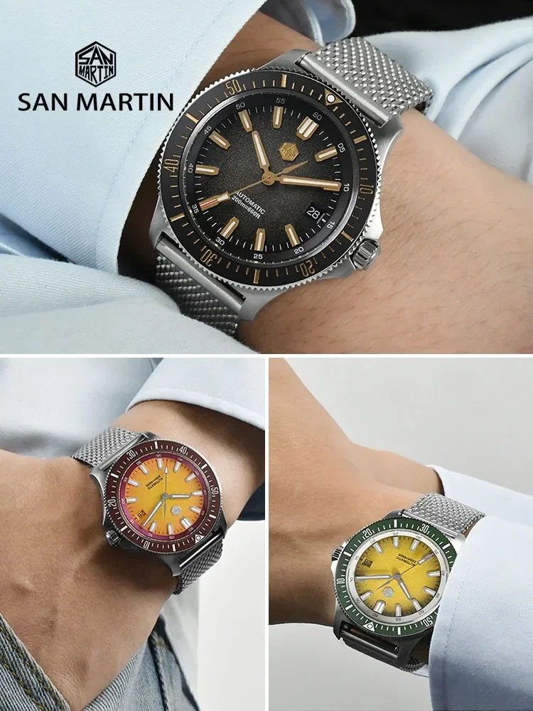 San Martin 40mm Original Design Fruit Series Dive Watch NH35 Automatic Mechanical Men Watches Waterproof 200m Luminous SN0118