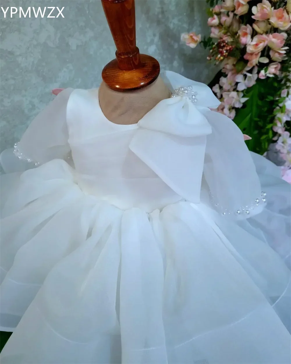 Customized Prom Gown Formal Women YPMWZX Scoop Neckline Ball  Knee Length Skirts Draped Bows Bead Bespoke Occasion Dresses E