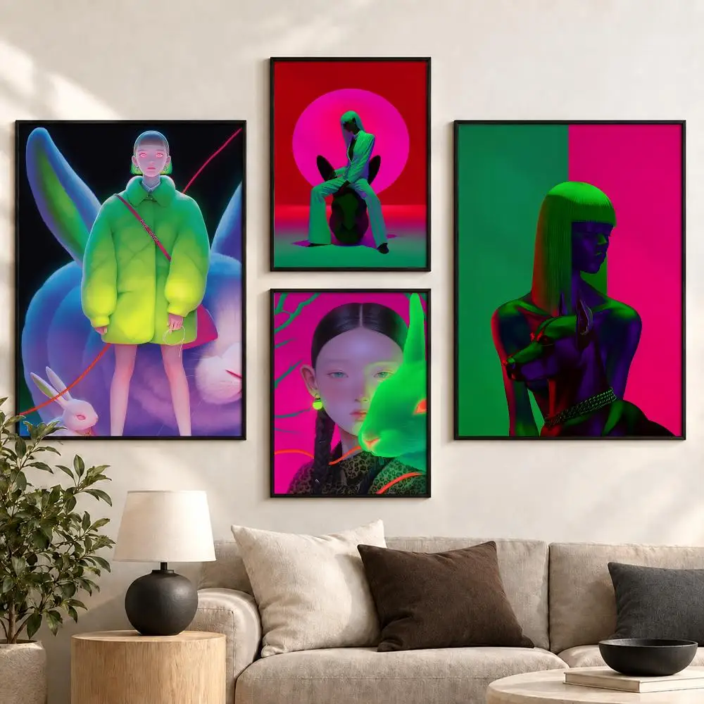 Neon Realm Cyberpunk City Lights Retro Futuristic Vibe Poster Aesthetic Art Print for Bedroom & Living Room Decor, Unframed