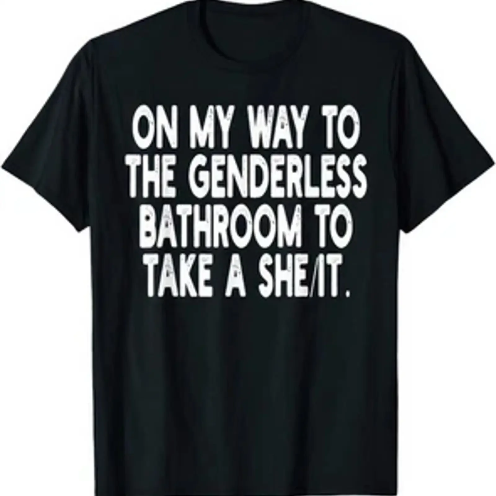 Funny T Shirt On My Way To The Genderless Bathroom vintage Washed Versatile Comfortable fashion Breathable Soft Slightly homme
